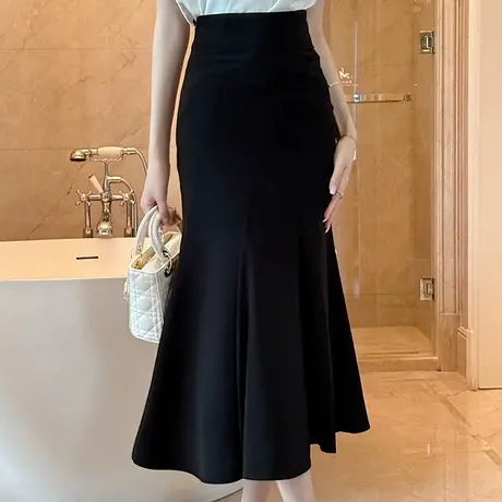 时尚百搭显瘦高腰半身裙女2024新款优雅气质修身简约包臀鱼尾裙子商品大图