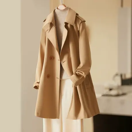 时尚气质风衣2023年秋季新款女装西装领宽松韩版通勤中长款外套商品大图