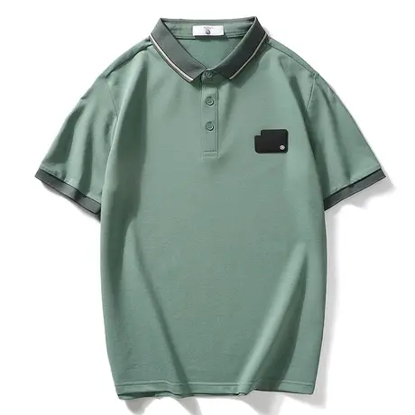 纯棉polo衫男士短袖翻领t恤休闲潮牌徽章2023夏季半袖爸爸装上衣商品大图