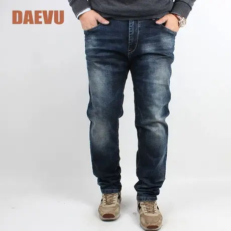 新款潮胖子水洗特大号弹力韩版大号大码男装 小脚加肥加大牛仔裤商品大图
