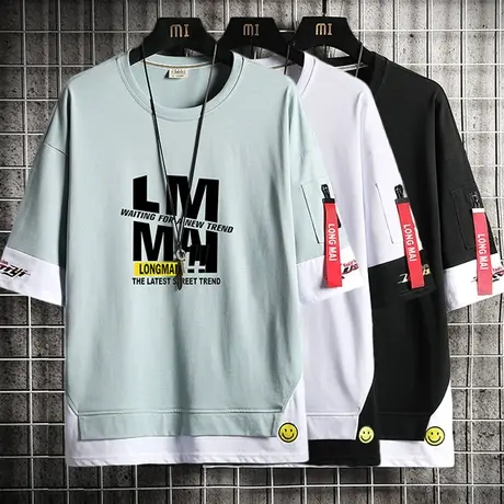 2023新款棉感短袖男士t恤潮牌潮流夏季半袖体恤青少年学生上衣服商品大图