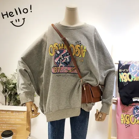 2019早秋新款韩国东大门ulzzang原宿风宽松古着感BF休闲卫衣大码图片