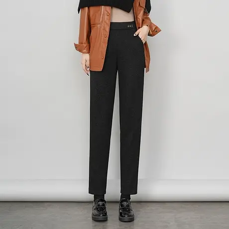 毛呢小直筒裤秋冬女2023新款高腰显瘦职业烟管裤气质中年休闲长裤商品大图