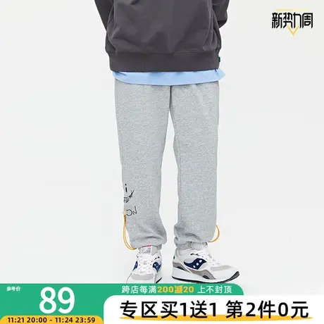 VIISHOW小脚裤男士春秋潮流笑脸抽绳百搭九分休闲宽松运动长裤子商品大图