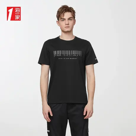 海一家时尚印花短T夏季舒适圆领休闲基础短袖T恤男商品大图