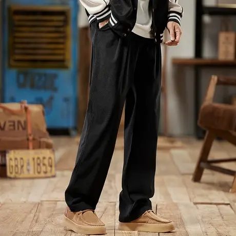 潮流百搭工装裤子宽松裤子男款梭织玉米格灯芯绒高街潮流工装裤商品大图