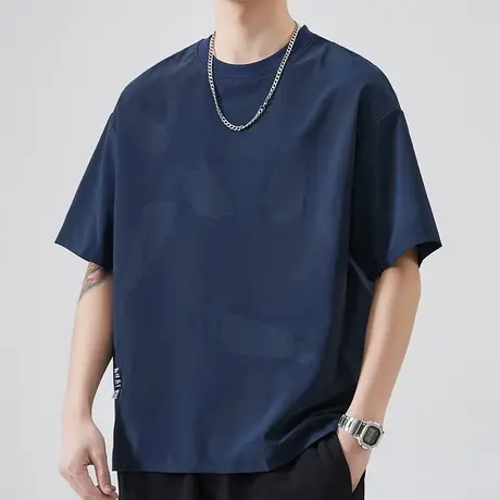 夏季印花半袖圆领短袖T恤男士2024新款夏天体恤衫男款夏装上衣服商品大图