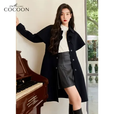 missCOCOON减龄学院风羊毛双面呢大衣女2022新款冬中长款毛呢外套图片