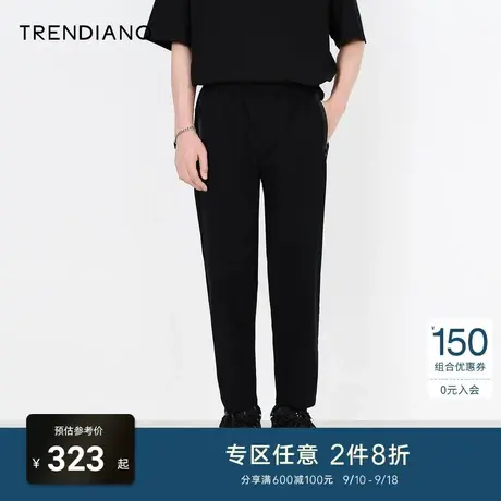 TRENDIANO官方夏季男装新款时尚运动绑带休闲九分裤裤商品大图