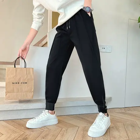 休闲裤男春季2024新款潮牌个性束脚卫裤宽松痞帅纯色哈伦运动男裤商品大图