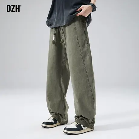 男生军绿色工装裤男春秋直筒宽松休闲裤子男款2024新款长裤伐木裤商品大图