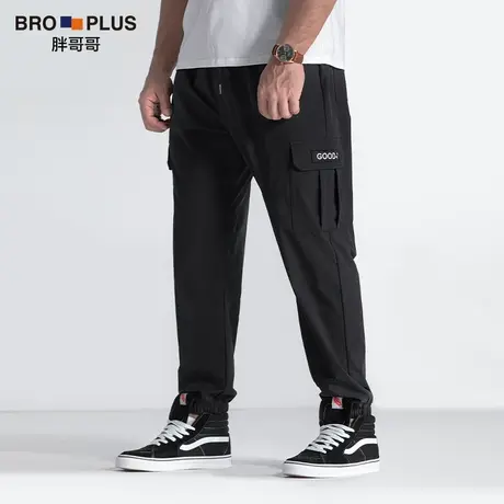 胖哥哥大码裤子男宽松多口袋工装裤抽绳休闲加肥加大胖子男裤秋季商品大图