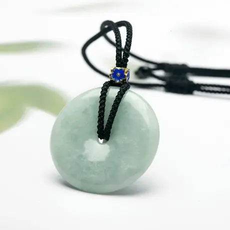 天然A货翡翠平安扣挂件大件吊坠浅绿糯种翡翠毛衣链附证书送妈妈图片