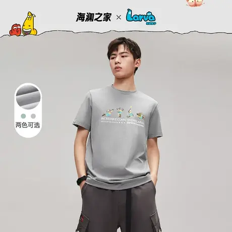 HLA/海澜之家【爆笑虫子联名】短袖T恤23夏新透气圆领情侣短t男女商品大图