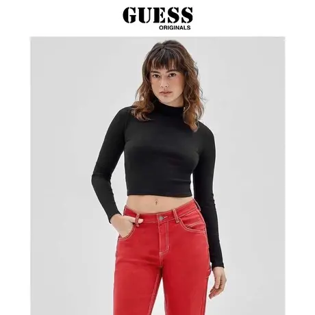 GUESSOriginals秋女士修身短款长袖针织上衣-W2RP27KA0H3商品大图