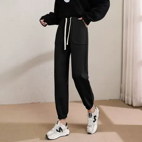 时尚百搭系带休闲长裤2022年秋季新款女士气质高腰修身显瘦哈伦裤商品大图