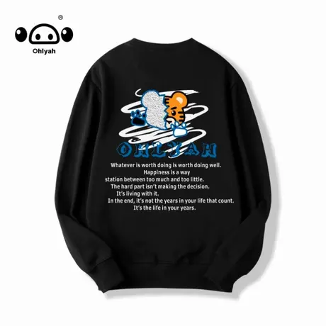 Ohlyah国潮牌秋季情侣卫衣女印花嘻哈涂鸦hiphop高街上衣oversize图片