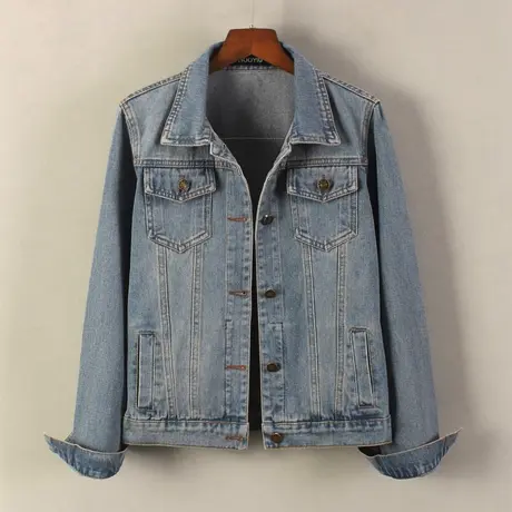 牛仔外套女春秋短款韩版新款修身显瘦休闲长袖复古牛仔服上衣怀旧商品大图