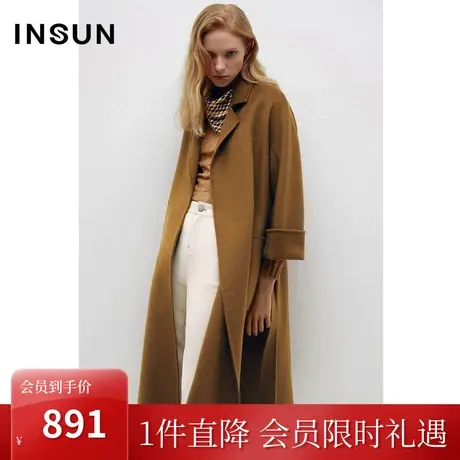 [自然环保]恩裳COVER冬季2022100%绵羊毛水波纹大衣毛呢外套图片