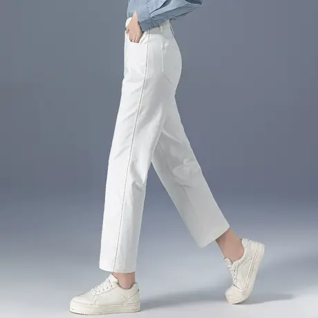 高腰窄版白色直筒裤女2023新款春夏薄款女裤小个子裤子九分烟管裤商品大图