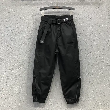 欧货工装裤女春夏新款高腰宽松显瘦时尚休闲九分束脚老爹哈伦裤潮图片