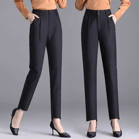 秋季西装裤女高腰直筒休闲女裤2023新款时尚九分小脚哈伦裤百搭潮图片