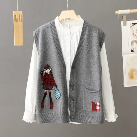 开衫针织马甲秋冬新款日系叠穿马夹毛衣坎肩女外搭背心外套上衣潮商品大图