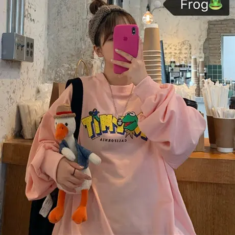 日系古着vintage卫衣女春秋薄款宽松韩版潮ins原宿bf慵懒风外套女商品大图