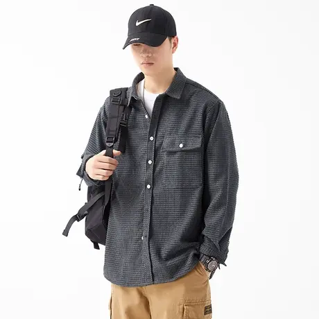 Modi Nick/摩帝尼克暗纹刺绣男士秋季衬衫休闲长袖帅气工装男外套图片