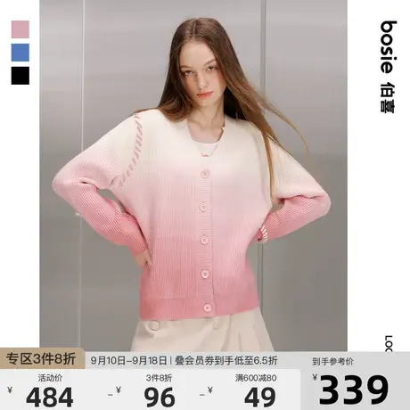 bosie2023年秋季新款针织衫男情侣时尚潮流吊染渐变开襟毛衫外套商品大图