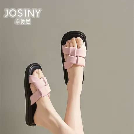 卓诗尼女鞋2024夏款新款拖鞋女外穿一字拖平底商场同款4J1A50642图片