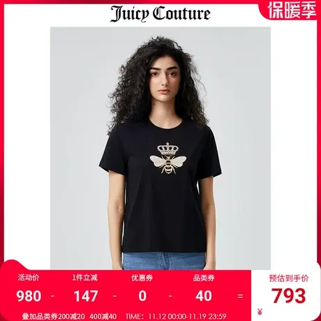 Juicy Couture橘滋T恤女2023夏季新款纯棉圆领半袖上衣短袖T恤女商品大图
