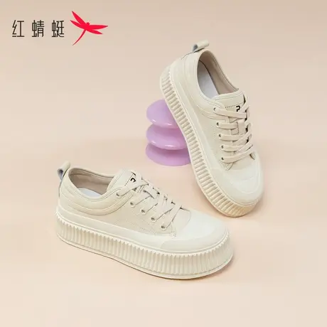 红蜻蜓百搭小白鞋2023年新款春季女鞋炸街爆款帆布鞋显小脚休闲鞋图片