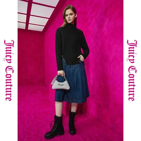 Juicy Couture橘滋秋女2023年新款摩登格调logo双拉链开衩摆毛衣图片
