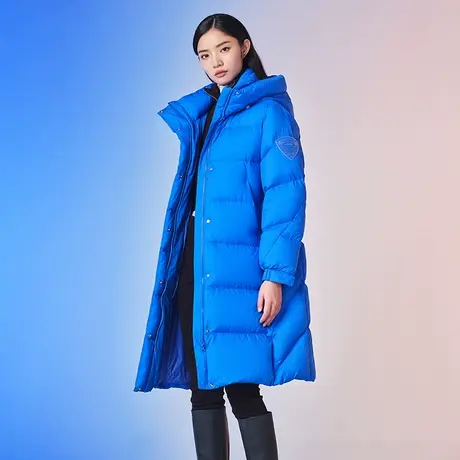 【商场同款】坦博尔2022年新款长款羽绒服女克莱因蓝外套TB332800图片