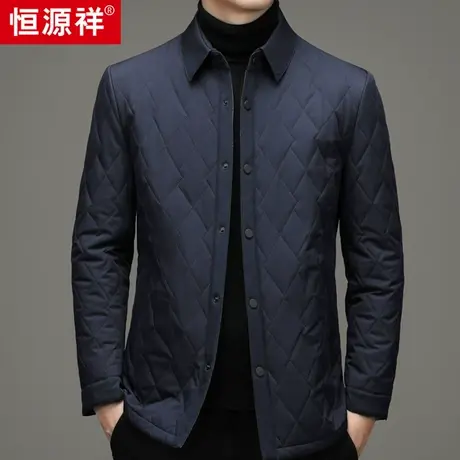 恒源祥棉衣男冬季加厚保暖格子棉服中年男士可拆翻领休闲商务外套商品大图