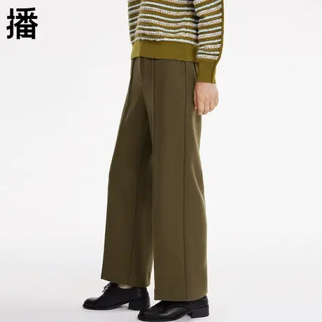 播休闲裤2023秋季新品商场同款通勤舒适百搭高腰阔腿长裤直筒裤女商品大图