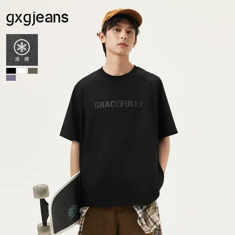 【凉感】gxg.jeans男装 字母印花简约宽松圆领短袖T恤男 25夏新品图片