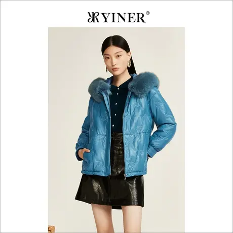 YINER音儿女装2022冬季新款真皮羽绒服高级感商品大图