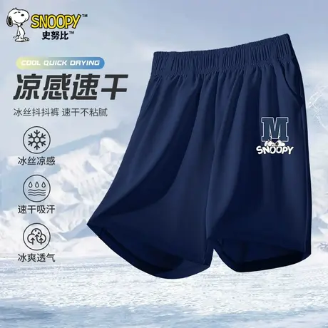 史努比童装男童短裤夏季儿童薄款冰丝运动裤子男孩五分裤速干中裤商品大图