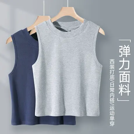 班尼路灰色百搭背心女夏季新款无袖圆领透气吸汗休闲内搭短袖女Q商品大图