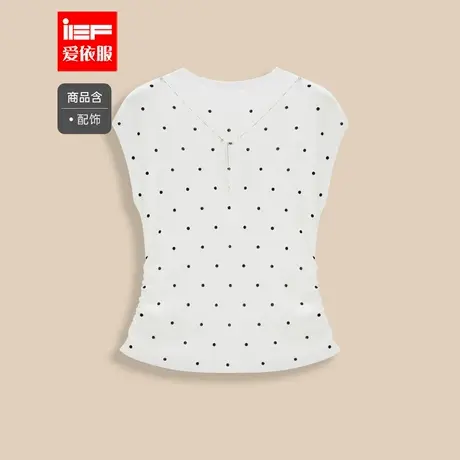 IEF/爱依服2025夏季新款港式波点设计修身百搭薄款毛织背心上衣图片