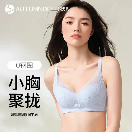 秋鹿文胸内衣女小胸聚拢美背收副乳上托防下垂性感蕾丝背心式胸罩商品大图