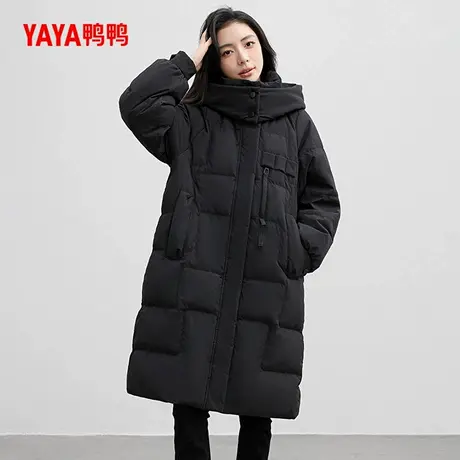 【鸭鸭甄选】羽绒服女士秋冬新品中长款双层连帽韩版保暖鸭绒外套图片