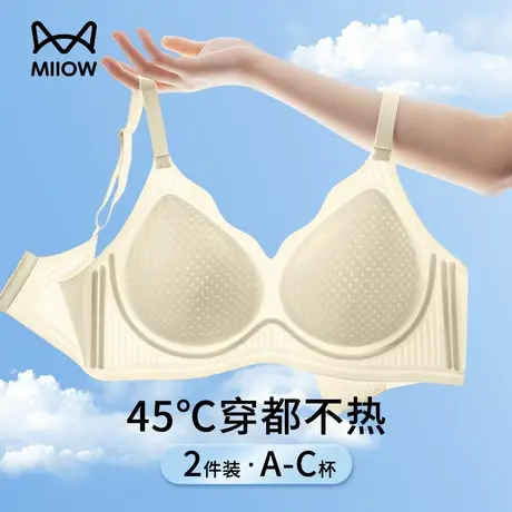 猫人凉感内衣女夏薄款透气美背收副乳防下垂冰丝小胸聚拢无痕文胸图片