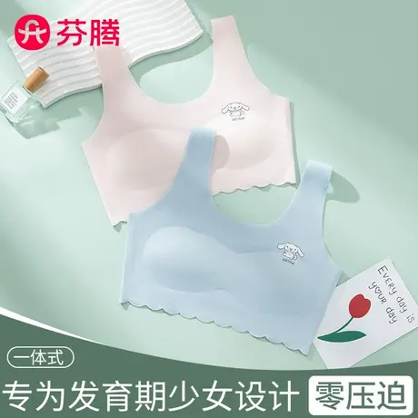 芬腾夏季超薄冰丝文胸一体内衣发育期初中生运动无痕少女小背心商品大图