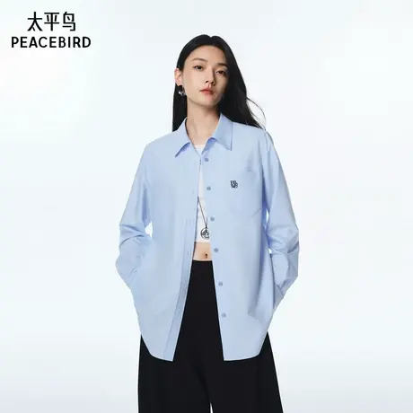 【所有女生的衣橱直播间】太平鸟蓝色长袖衬衫西装通勤西装裤商品大图