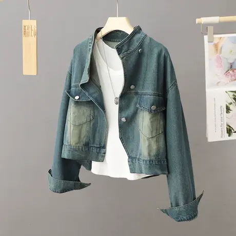 休闲牛仔外套女短款2023春秋季新款蓝色小个子外搭夹克上衣短外套图片