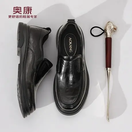 奥康男鞋2025秋季新款真皮一脚蹬男士休闲皮鞋软底通勤舒适爸爸鞋商品大图