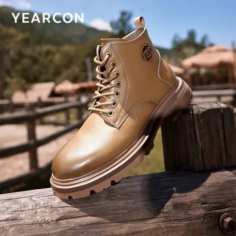 意尔康男鞋秋冬季高帮皮鞋男士单靴复古马丁靴休闲工装靴户外短靴商品大图